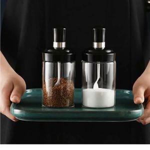 Glass seasoning jar, 8.5 oz with lid spoon